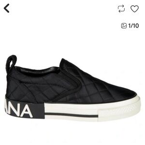 Dolce & Gabbana Kids Black Quilted Slip-On Sneakers with White Sole